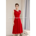 French Style Wine Red Bright Eye-catching Romantic Evening Dress For Date New Fashion V-neck Off Shoulder Long Prom Party Dress